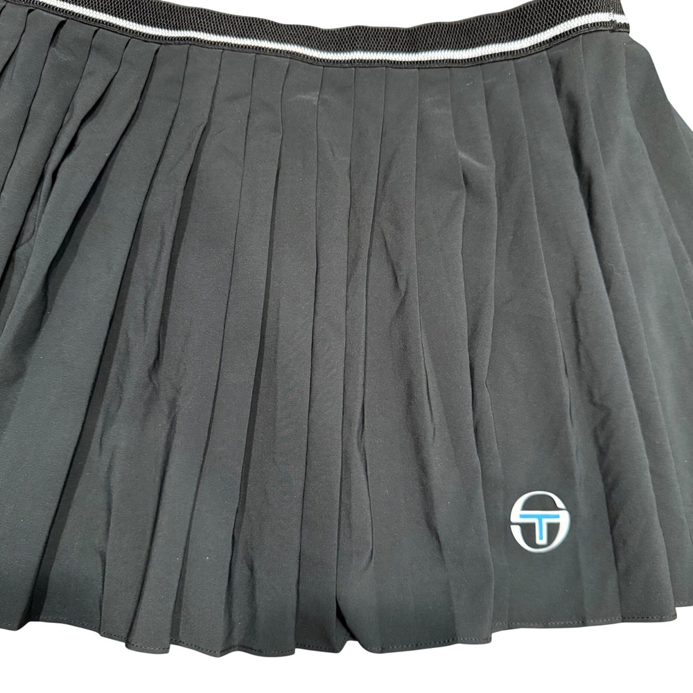 Sergio Tacchini Y2K Blockette 2XL Black Pleated Tennis Skort Skirt Grunge